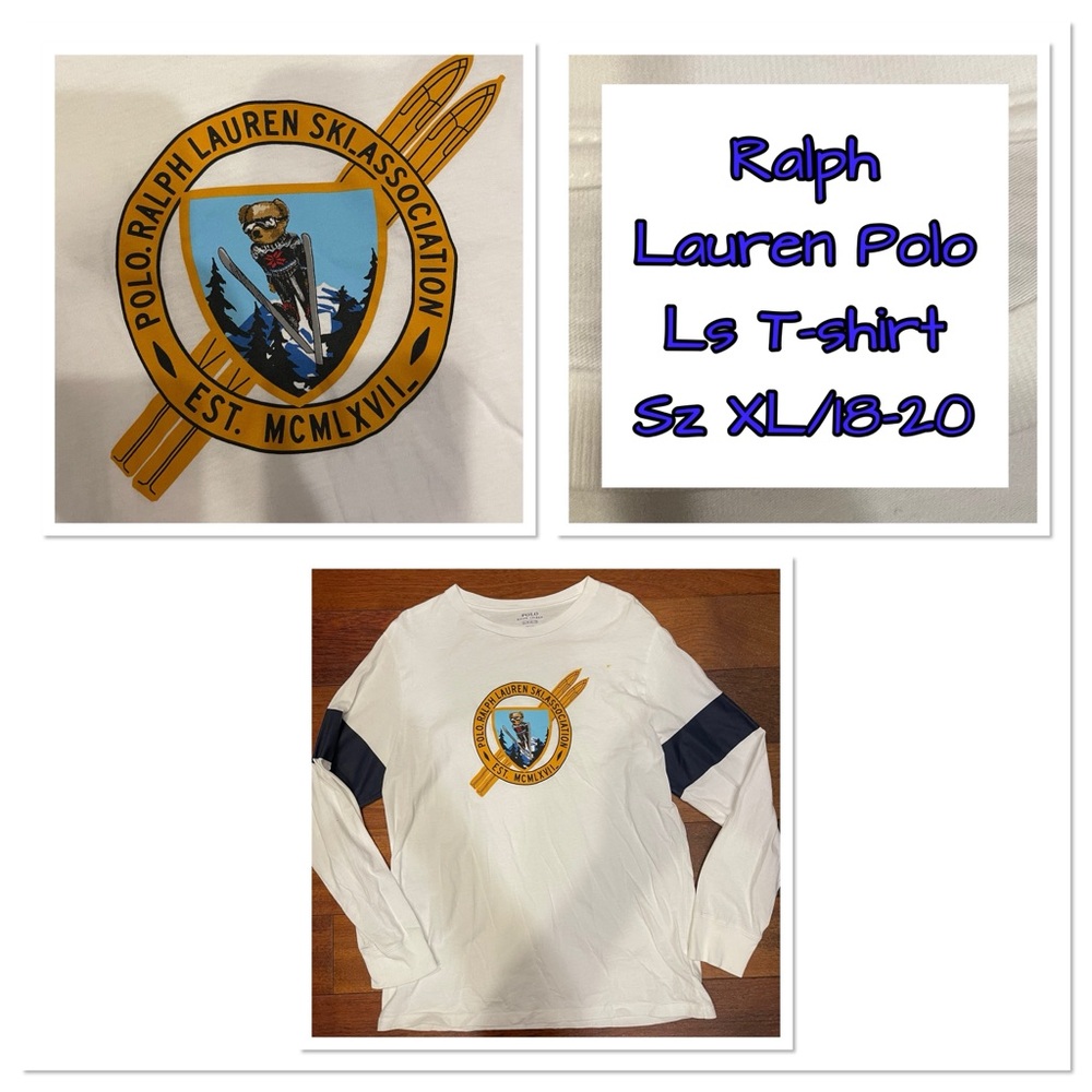 Ralph Lauren Polo L/s ski bear shirt kids xl /18-20
